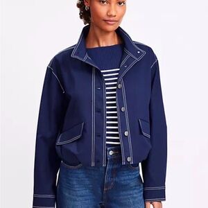 Loft Navy Bubble hem Jacket, Small, NWT